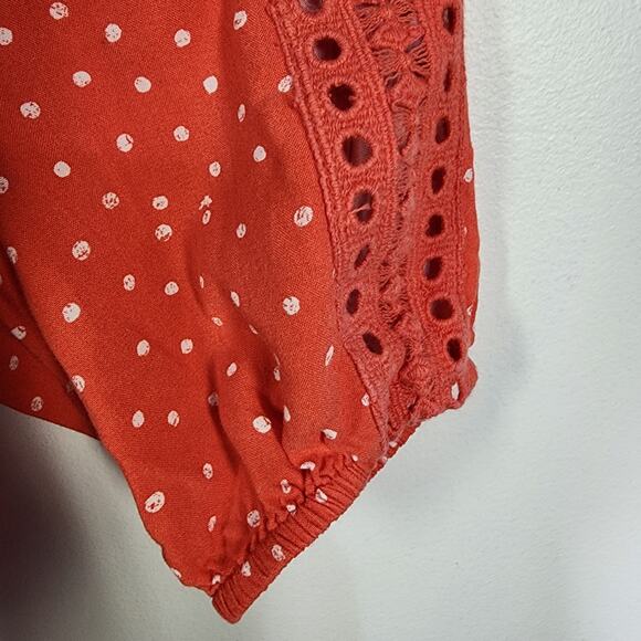 Maurices Womens Polka Dot Off The Shoulder Blouse Crochet Long Sleeve Size XL - Picture 7 of 12